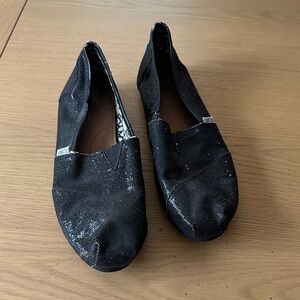 Toms Women's Glittery Black Flats